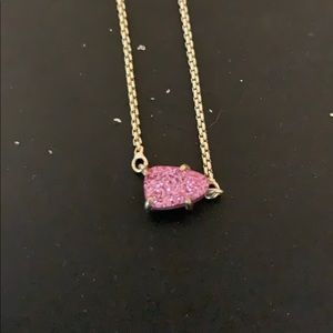 Kendra Scott necklace - gold w/ pink drussy stone